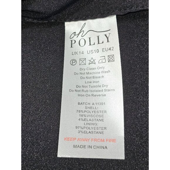 Oh Polly Women's Black Foldover-Neck Structured A-Line Mini Dress Sz 14 2578 - Picture 10 of 13